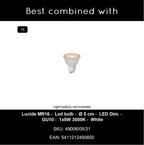 Lucide AMIGO - Plafondspot - 1xGU10 - Wit - CROSSSELL